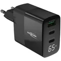 Ansmann USB-Ladegerät Home Charger, 65 Watt, 2x USB-C und 1x USB-A, 3 Ports, Schnellladegerät