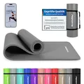 MSPORTS Gymnastikmatte Premium inkl. Tragegurt + Übungsposter + Workout App I Hautfreundliche Fitnessmatte 190 x 100 x 1,5 cm - Anthrazit - Phthalatfreie Yogamatte