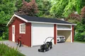 Garage Satteldach 44 mm Falkland mit Schwingtor rot 595x595 cm Lasita