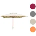 Gastronomie Holz-Sonnenschirm HWC-C57, Gartenschirm, Polyester/Holz 28kg, eckig 4x4m Seilzug stoßsicher ~ creme