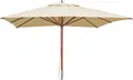 Gastronomie Holz-Sonnenschirm HWC-C57, Gartenschirm, Polyester/Holz 28kg, eckig 4x4m Seilzug stoßsicher creme