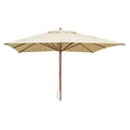 Mendler Gastronomie Holz-Sonnenschirm HWC-C57, Gartenschirm, Polyester/Holz 28kg, eckig 4x4m Seilzug stoßsicher - creme