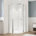 Runddusche mit Drehtür mit Festteil BREUER Fara 5 90 x 90 x 190 cm Radius 550 Profil silber Klarglas Reversibel