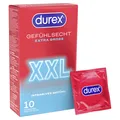 Durex Gefühlsecht XXL Kondome 10 Stück, groß, dünn, Easy-On, Silikongleitgel
