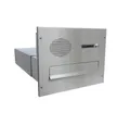 Letterbox24 Briefkasten BV Serie Edelstahl Mauerdurchwurf Briefkastenanlage mit Sprechsieb (1 Klingel, Sprechsieb, Busch-Jäger Gegensprechanlage-Set in anthrazit)