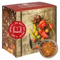 Corasol Premium Chili Adventskalender mit 24 geschroteten Chilisorten mit bis zu 1.5 Mio. Scoville, Geschenk-Idee für scharfe Männer (131 g) - Rot