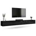 Planetmöbel West TV-Schrank, Fernsehtisch 280 cm lang, TV-Board hängend oder stehend, Fernsehschrank für Wohnzimmer, 2X TV Möbel 37,8 x 140 x 30 cm, schwarz