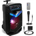 Pyle PA Bluetooth Lautsprecher - Karaoke Maschine mit Karaoke Mikrofon, 400W, Musikbox Bluetooth Box, Partybox, Rechargeable, 8” Subwoofer, 1” ... - Schwarz