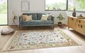 Nouristan Naveh Orient Teppich – Wohnzimmerteppich Orientalisch Kurzflor mit Fransen Vintage Orientalischer Samt-Teppich für Esszimmer, Wohnzimmer, Schlafzimmer – Creme Cord, 95x140cm