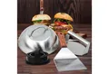 Gravidus Burgerpresse Smash-Burger Maker Set 4-teilig mit Haube, Pressen und BBQ-Wender, Edelstahl, Kunststoff, Holz