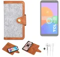 K-S-Trade Handyhülle für TCL 403, Handyhülle + Kopfhörer Schutzhülle Filz Hülle Kunstleder