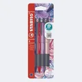 STABILO® Kugelschreiber pointball NatureCOLORS Wildflower, Strichstärke 0,5 mm, Schreibfarbe blau, nachfüllbar, Kartonetui mit 4 Schaftfarben 669999