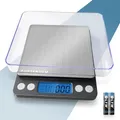 PORTENTUM Küchenwaage Digitale Profi (Hochpräzise 0.01g-500g)- Feinwaage mit LCD Display und 2 Batterien, Briefwaage Abstellautomatik und Tara, Kitchen Scale Klein mit 6 Maßeinheit
