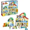 LEGO 10994 DUPLO 3-in-1-Familienhaus, Puppenhaus aus Bausteinen mit Push&Go Auto, 5 Figuren, 2 Tieren und  Spielzeug-Lampe, Spielhaus Geschenk für... - Gelb