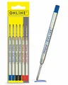 ONLINE 6 Kugelschreiberminen blau, schwarz, rot, G2-Format Strichstärke medium, passend für: Parker, Pelikan, Faber-Castell etc, extrem hochwertig & langlebig, Standard Kugelschreiber Minen