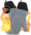 AVANA Silikon Ofenhandschuhe Hitzebeständige Anti-Rutsch Kochhandschuh mit weichem Baumwoll-Innenfutter bis zu 350°C Handschuhe für Kochen und Backen - Grau