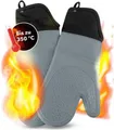 AVANA Topfhandschuhe Silikon Ofenhandschuhe Backhandschuhe Kochhandschuhe, (1 Paar Ofenhandschuhe aus Silikon), weiches Baumwoll-Innenfutter, Anti-Rutsch, Hitzebeständig bis 350°C