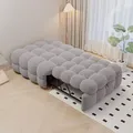 Merax 2-in-1 Fußhocker Schlafsofa Tagesbett aus Teddy-Stoff, Gästebett mit Schaumstoffpolsterung, Polsterbett klappbar, 183x76x42 cm, Grau - Grau
