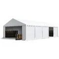 Toolport Lagerzelt 5x10 M Industriezelt Unterstand Pvc Plane 750 N Weiß Mit Bodenrahmen Und Dachverstärkung