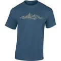 Baddery Print-Shirt Wander T-Shirt: "Alpengipfel" - Kletter T-Shirt für Wanderfreunde, hochwertiger Siebdruck, auch Übergrößen, aus Baumwolle blau M