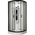 Kerra Petrus 90x90 cm gebogene Hydromassage-Duschkabine - Schwarz