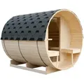 Home Deluxe - Outdoor Fasssauna Lahti Deluxe L - 195 X 220 Cm Für 4 Personen Gartensauna Außensauna Saunakabine Saunahaus