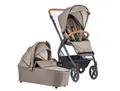 Gesslein Kombikinderwagen FX4 Style Set, Beige, 57x129x100 cm, EN 1888, UV 50+, Made in Europe, Feststellbremse, Federung, 5-Punkte-Gurt, für Babyschale geeignet, Griff in Lederoptik, Sitz umsetzbar, abnehmbarer Schutzbügel, Baby on Tour, Kinderwagen, Kombikinderwagen