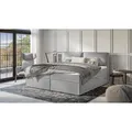 S-STYLE MÖBEL - Vortex - Modernes Boxspringbett 200x200 mit Topper und Bettkästen aus Grau Luxusmicrofaser, B/T/H: 200 cm / 218 cm / 103 cm - Grau