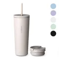 Thermobecher Edelstahl 720ml Kaffee Becher Trinkbecher Strohhalm isoliert Vinsun
