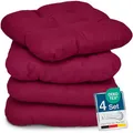 Beautissu 4er Set Sitzkissen 40x40 cm Lisa Rot - weiche Indoor & Outdoor Kissen mit 8cm Schaumstoff Füllung, widerstandsfähige & robuste Sitzpolster für Außenbereich Made in EU