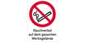 König Werbeanlagen Hinweisschild Rauchverbot auf dem gesamten Werksgelände, Kombischild, ISO 7010