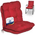 Beautissu 2er Set Niedriglehner Auflagen Set Flair NL Stuhlauflage 100x50x8cm Sitzkissen Niederlehner Gartenstühle Sitzauflagen Stuhlkissen Rot