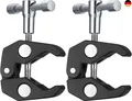 2 Stück Kameras Super Clamps, Magic Arm Clamp mit 1/4 und 3/8 Gewindeclips, 