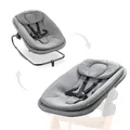 hauck 3in1 Babywippe für Alpha+, Beta+ & Arketa Holzhochstuhl, Ergonomische Babyliege für Babys ab Geburt bis 15 kg, mit 5-Punkt-Gurt, Sitzverkleinerer, Baumwollbezug (Dark Grey Melange)