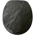 Sanilo Wc-Sitz, Schwarz, Holzwerkstoff, Oval, 38x6x47 cm, Badezimmer, WC Ausstattung, WC Sitze
