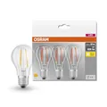 Osram Lamps LED Base Classic A Lampe, in Kolbenform mit E27-Sockel, nicht dimmbar, Ersetzt 60 Watt, Filamentstil Klar, Warmweiß - 2700 Kelvin, 3 Stück (1er Pack)