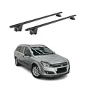 OMAC Dachträger Aluminium TÜV geprüft für Opel Astra H J Kombi 2004-2015 – Für integrierte Dachreling – T Nut – Max 100 kg – 2 Schlösser Schwarz