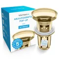 Universal Ablaufgarnitur mit Überlauf Gold  Pop Up Ventil für Waschbecken und...