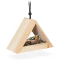 Vogelhaus Zum Aufhängen, Unbehandelt, Futterhaus Für Wildvögel, Garten & Balkon, Holz, Hbt 16x23,5x12cm, Natur - Relaxdays
