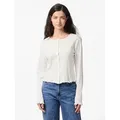pieces Strickjacke PCMARIE LS POIN CARDIGAN JRS NOOS BC weiß XS (34)