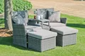 Garden Pleasure Gartensessel CALGARY (Set), Doppelsessel mit integriertem Tisch, 2 Hockern und Auflagen
