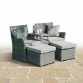 Garden Pleasure 2-Sitzer Polyrattan Gartenbank mit Tisch Sitzbank Outdoor Balkon
