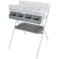 ib style Wickeltisch Koa Bade- & Wickelkombination klappbar Metric Giraffe Grey, klappbare Wickelkommode - mit Babywanne und Aufbewahrungsmöglichkeiten weiß