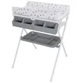 ib style Koa 2-in-1 Wickeltisch mit Badewanne, mobile Wickelkombination, Klappbar, Große Wickelauflage, Wickelkommode für Babys Kleinkinder, Metric Giraffe Grau