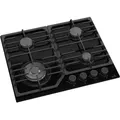 Gasline Einbau Gasherd, 4 flammig, Gaskochfeld, Glaskeramik, WOK Brenner, GAG60GLWG Schwarz, Sabaf-Brenner, Erdgas/Propangas, Elektrische 1-Handzü... - Schwarz