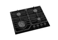 Gasline Einbau Gasherd, Glaskeramik, 4 flammig, Gaskochfeld, WOK-Brenner 3.8kW, GAG60GLWG Schwarz, Sabaf-Brenner, Erdgas/Propangas, Elektrische 1-Handzündung, Thermoelektrische Zündsicherung