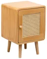Beliani Nachttisch Rattan hell braun mit Wiener Geflecht Schranktür Boho Rustikal Lefroy