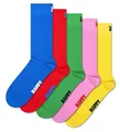Happy Socks 5er Pack einfarbige Socken, rote grüne gelbe blaue und rosa Socken, bunte Geschenkbox für Damen und Herren