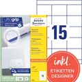 AVERY Zweckform 3669 Adressaufkleber (1.500 Klebeetiketten, 70x50,8mm auf A4, Papier matt, bedruckbare Absenderetiketten, selbstklebende Adressetiketten mit ultragrip) 100 Blatt, weiß