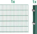 Alberts Doppelstabmattenzaun - Anbauset, Höhe 80 cm, Länge 2 m, grün, zum Einbetonieren
